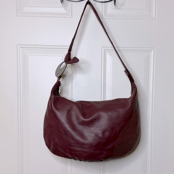 Furla Vintage Hobo - Style Shoulder Bag Burgundy/Wine - Picture 1 of 13